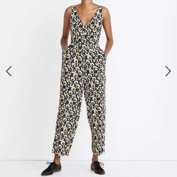 Madewell V-Neck Sleeveless Jumpsuit in Viola Floral 2 - Picture 2 of 5